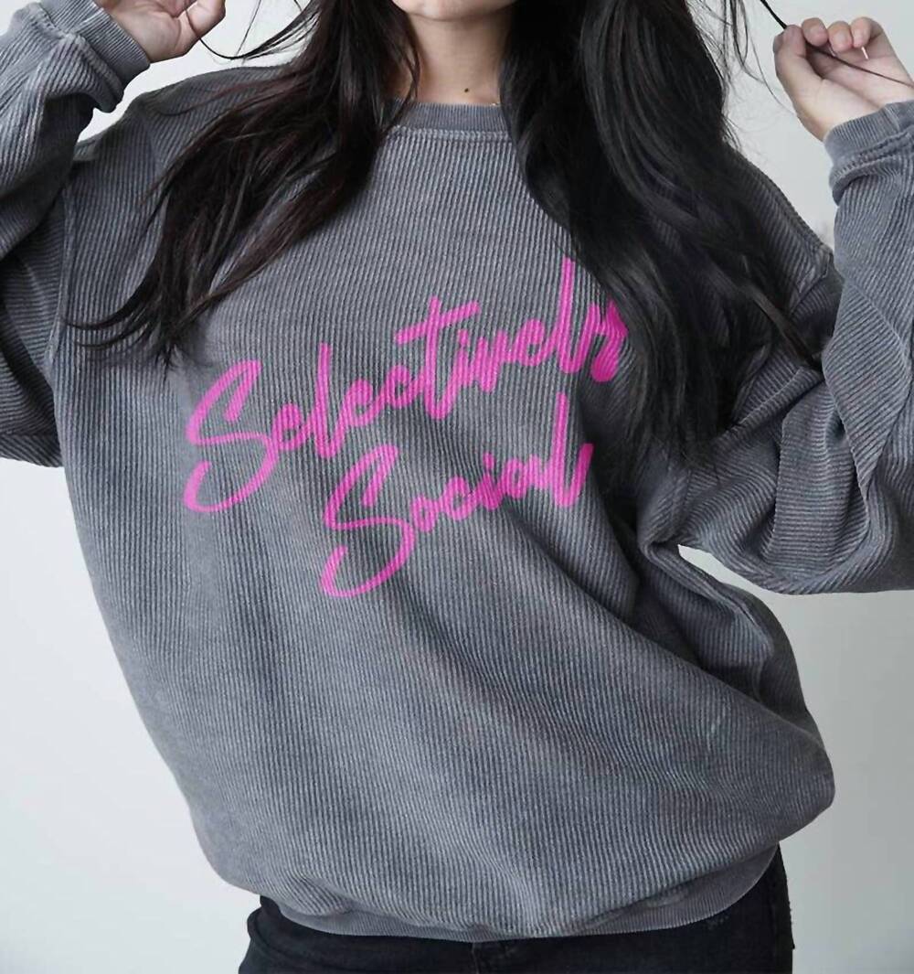 NEW LULUSIMONSTUDIO selectively social corded oversized boyfriend sweatshirt in